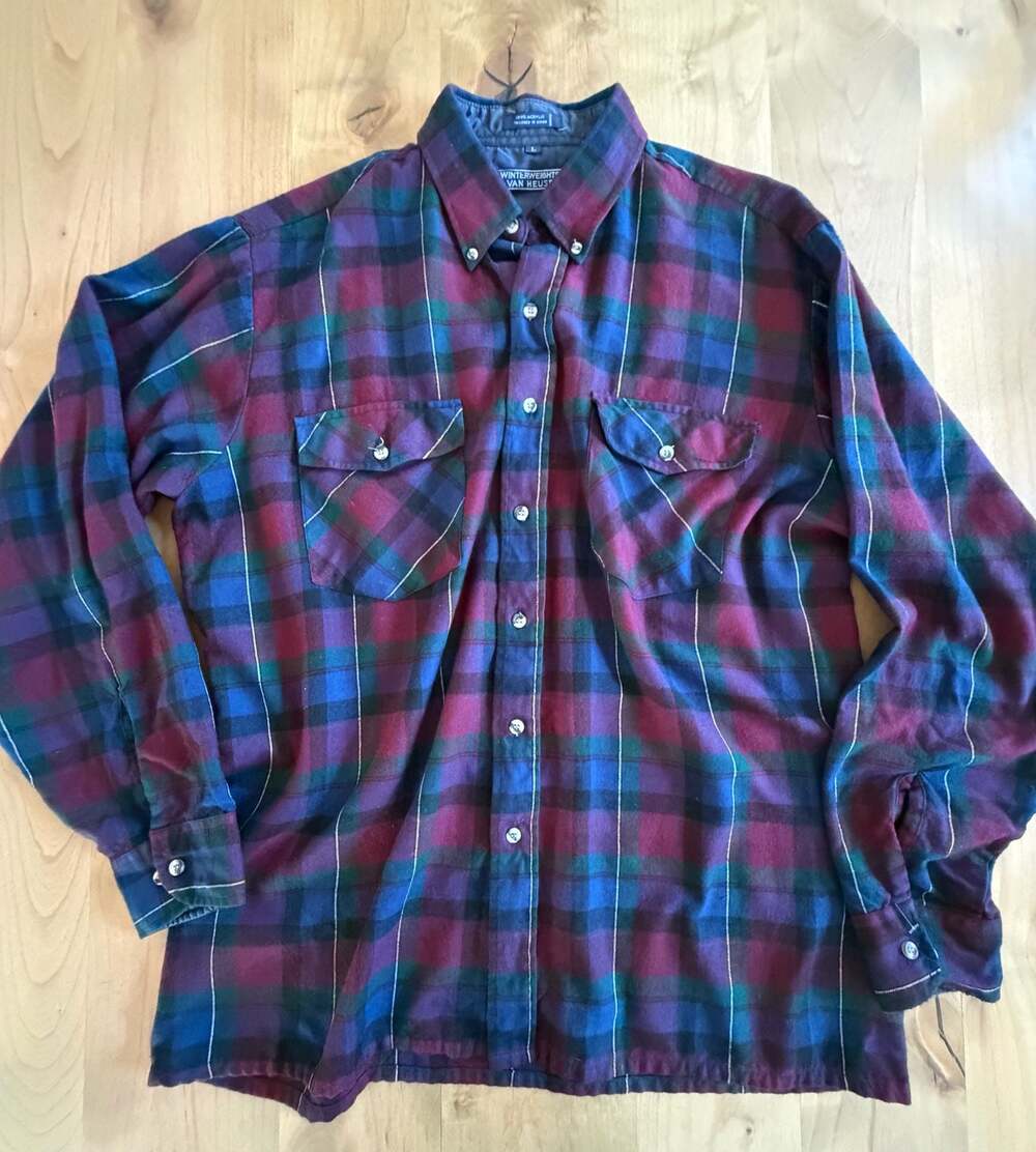 Winterweights by Van Heusen Plaid Button Up Flannel Shirt Mens Large